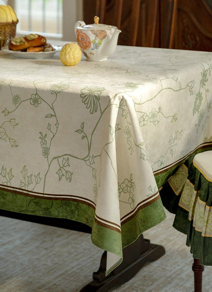 Spring Green Flower Table Covers, Large Modern Rectangle Tablecloth for Dining Table for Round Table, Farmhouse Table Cloth for Oval Table, Square Tablecloth for Kitchen-HomePaintingDecor