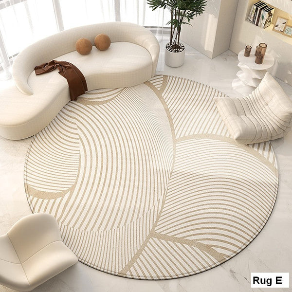 Abstract Modern Area Rugs for Bedroom, Circular Modern Rugs under Chairs, Geometric Round Rugs for Dining Room, Contemporary Modern Rug for Living Room-HomePaintingDecor