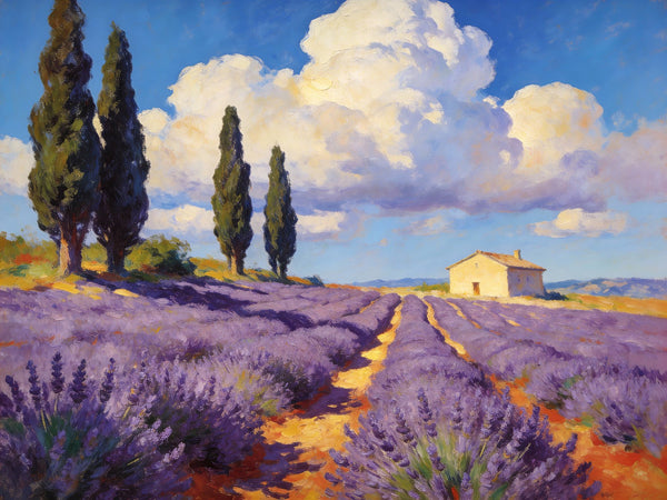 Original Small Paintings on Canvas, Provence lavender fields, Hand Painted Canvas Art, Small Landscape Paintings, Small Paintings on Canvas-HomePaintingDecor