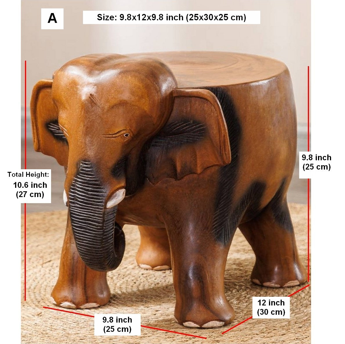 Handmade Solid Wood low Stool, Elephant Wooden Stool, Elephant Sofa Stool, Dining Table Stool, Creative Shoe-changing Stool-HomePaintingDecor