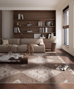 Brown Contemporary Abstract Rugs under Dining Room Table, Large Modern Rugs for Living Room, Mid Century Modern Rugs for Bedroom-HomePaintingDecor
