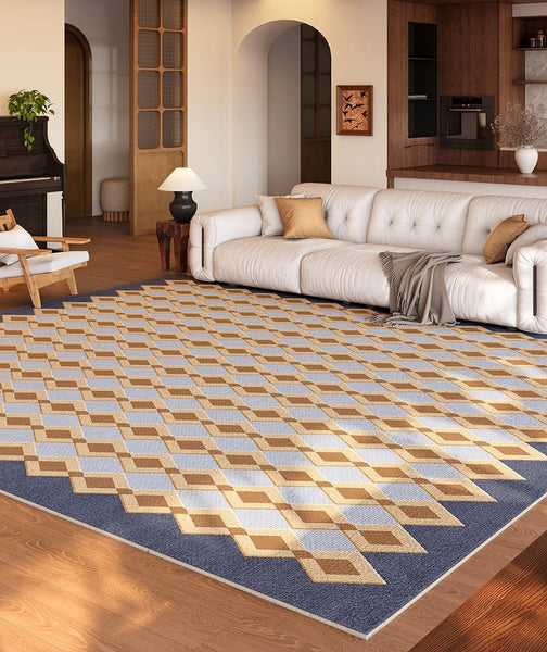 Abstract Modern Rugs for Dining Room, Geometric Contemporary Rugs for Living Room, Modern Carpets for Living Room, Mid Century Modern Rugs Next to Bed-HomePaintingDecor