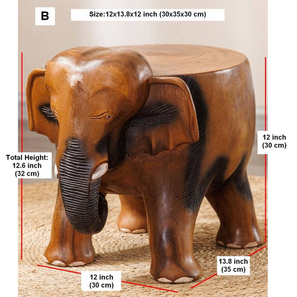 Handmade Solid Wood low Stool, Elephant Wooden Stool, Elephant Sofa Stool, Dining Table Stool, Creative Shoe-changing Stool-HomePaintingDecor