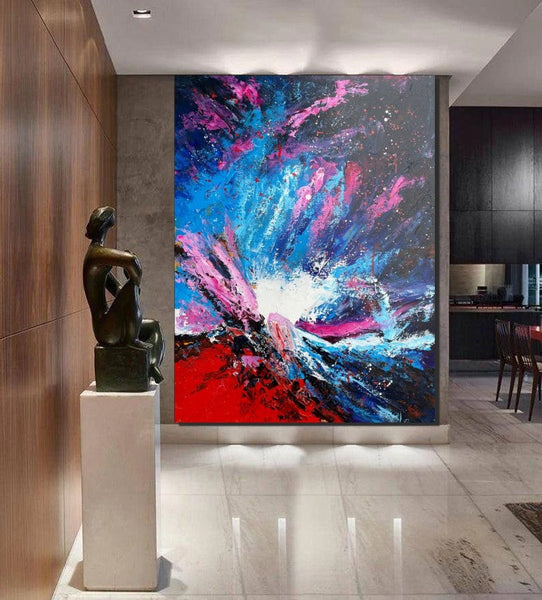 Abstract Paintings Behind Sofa, Contemporary Canvas Wall Art, Buy Paintings Online, Acrylic Paintings for Bedroom, Palette Knife Canvas Art-HomePaintingDecor