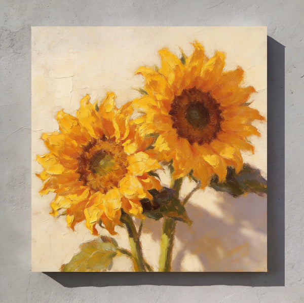 Small Canvas Artwork, Blooming Sunflowers, Still Life Painting, Hand Painted Canvas Art, Original Flower Paintings, Buy Small Artwork Online