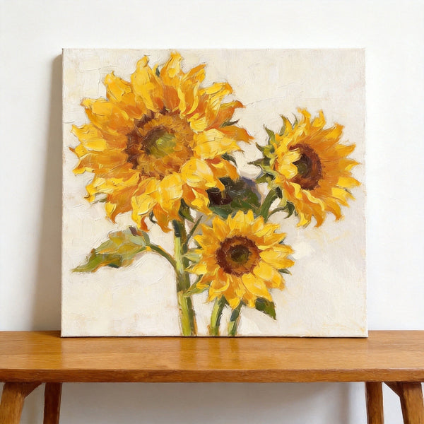 Blooming Sunflowers, Still Life Painting, Hand Painted Canvas Art, Small Canvas Artwork, Original Flower Paintings, Buy Small Paintings Online-HomePaintingDecor