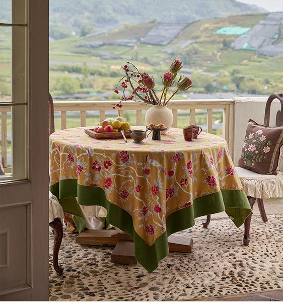 Farmhouse Table Cloth, Dining Room Flower Table Cloths, Large Square Tablecloth for Round Table, Extra Large Rectangular Table Covers for Kitchen-HomePaintingDecor