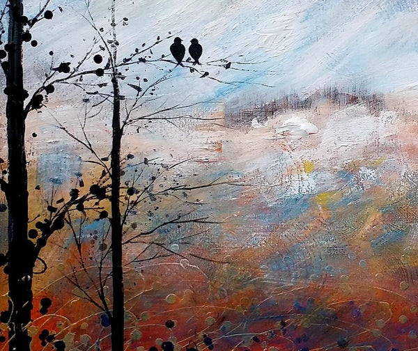 Love Birds Painting, Simple Abstract Painting, Landscape Acrylic Painting, Acrylic Canvas Painting, Bedroom Wall Art Paintings, C-HomePaintingDecor