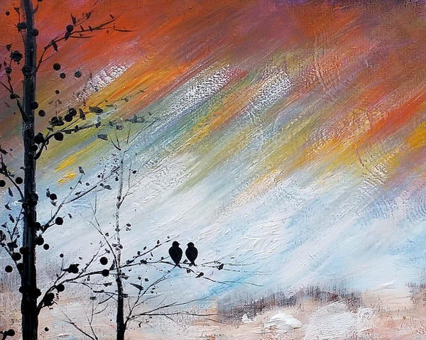 Love Birds Painting, Simple Abstract Painting, Landscape Acrylic Painting, Acrylic Canvas Painting, Bedroom Wall Art Paintings, C-HomePaintingDecor