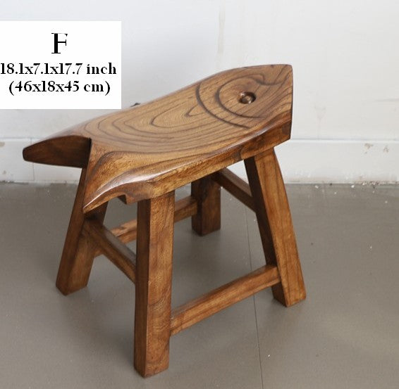 Solid Wood low Stool, Creative Shoe-changing Stool, Handmade Vintage Old Elm Wood Stool, Children's Wooden Stool, Sofa Stool, Dining Table Stool-HomePaintingDecor
