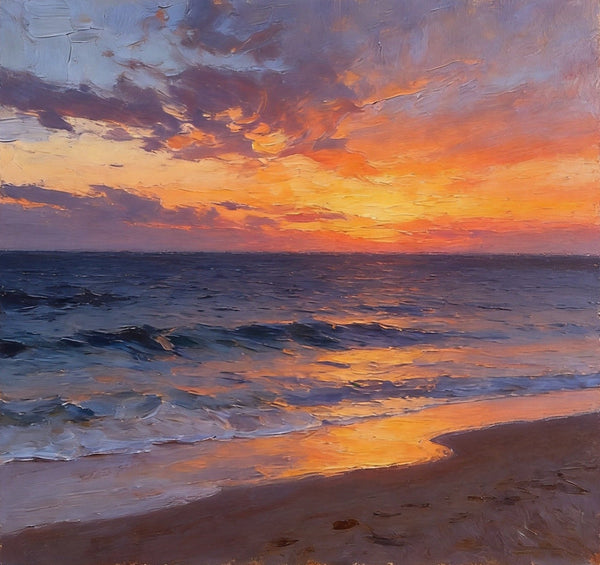 Small Canvas Wall Art Paintings, Sunset Beach Painting, Hand Painted Canvas Art, Original Seascape Paintings, Original Oil Paintings, Buy Small Artwork Online