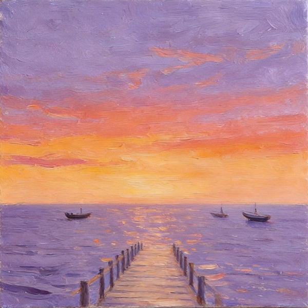 Serene Hour of the Ocean Sunset, Sunset Paintings, Hand Painted Canvas Art, Small Canvas Wall Art Paintings, Original Seascape Paintings, Original Oil Paintings, Buy Small Artwork Online-HomePaintingDecor
