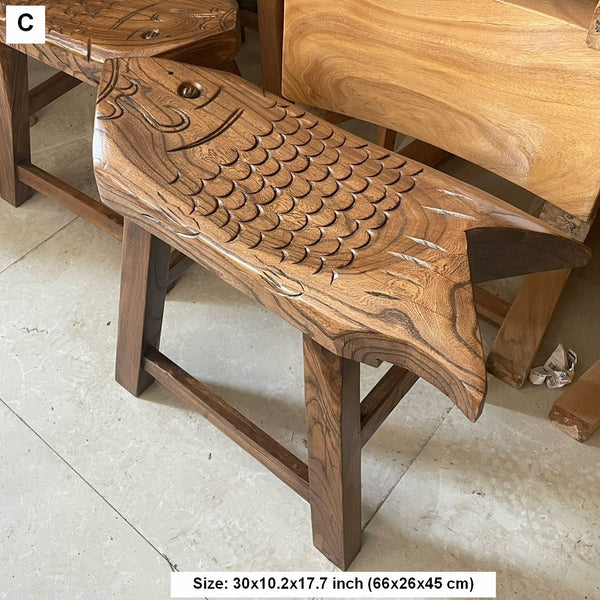 Handmade Solid Wood low Stool, Creative Shoe-changing Stool, Vintage Old Elm Wood Stool, Children's Wooden Stool, Sofa Stool, Dining Table Stool-HomePaintingDecor