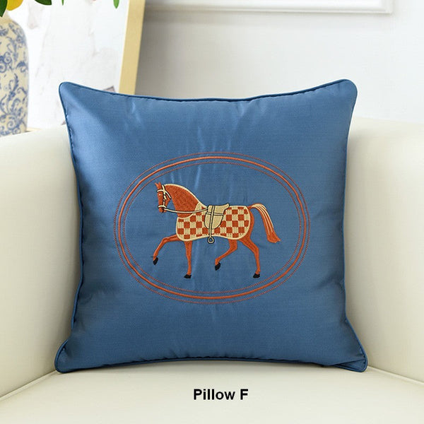 Decorative Throw Pillows for Couch, Modern Sofa Decorative Pillows, Embroider Horse Pillow Covers, Horse Modern Decorative Throw Pillows-HomePaintingDecor