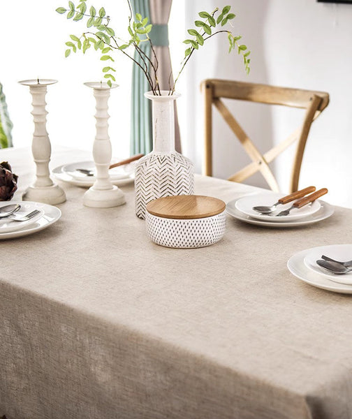 Large Rectangle Table Cover for Dining Room Table, Modern Table Cloth, Cotton and Linen Tablecloth for Home Decoration, Square Tablecloth for Round Table-HomePaintingDecor