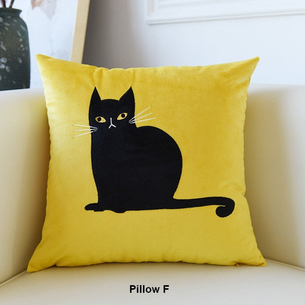Modern Sofa Decorative Pillows, Cat Decorative Throw Pillows for Couch, Lovely Cat Pillow Covers for Kid's Room, Modern Decorative Throw Pillows-HomePaintingDecor
