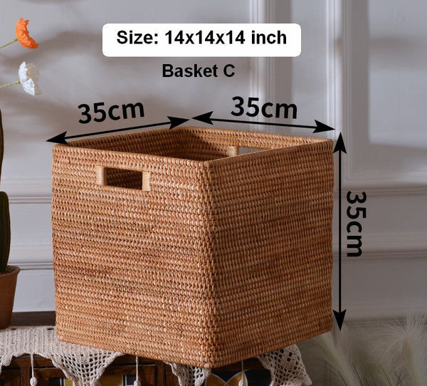 Storage Basket for Shelves, Large Rectangular Storage Basket, Storage Baskets for Kitchen, Woven Storage Basket for Living Room-HomePaintingDecor