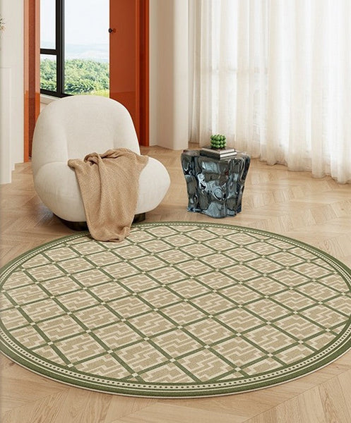 Contemporary Modern Rug for Living Room, Circular Modern Rugs under Chairs, Geometric Round Rugs for Dining Room, Bedroom Abstract Modern Rugs