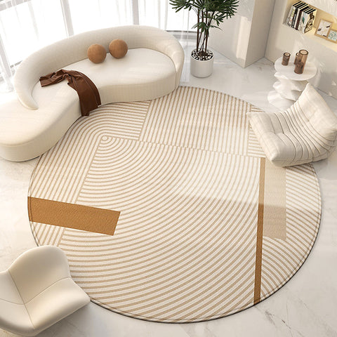 Round Modern Rugs for Living Room, Contemporary Modern Area Rugs for Bedroom, Geometric Round Rugs for Dining Room, Circular Modern Rugs under Chairs-HomePaintingDecor