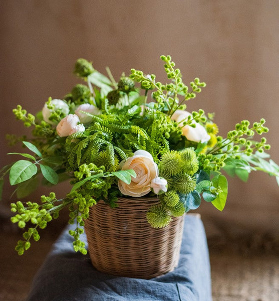 Spring Flower Arrangement for Living Room, Ranunculus Asiaticus, Globe Amaranth, Botany Plants, Beautiful Modern Flower Arrangement Ideas for Home Decoration-HomePaintingDecor