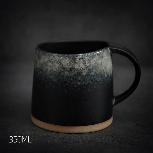 Black Pottery Coffee Cup, Ceramic Coffee Mug, Latte Coffee Cup, Handmade Coffee Cup, Large Tea Cup-HomePaintingDecor