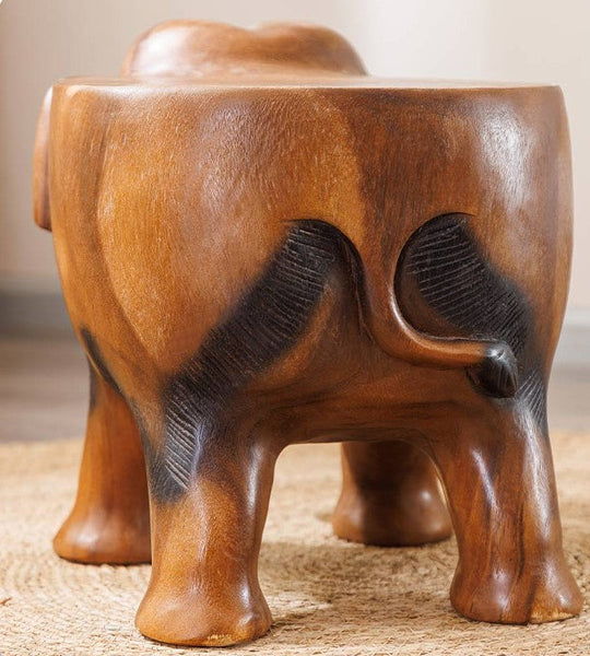 Handmade Solid Wood low Stool, Elephant Wooden Stool, Elephant Sofa Stool, Dining Table Stool, Creative Shoe-changing Stool-HomePaintingDecor