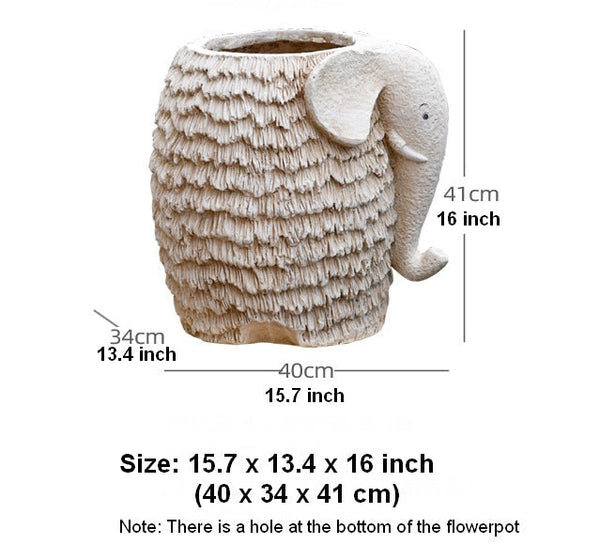 Unique Garden Flowerpot, Large Elephant Flowerpot, Resin Statue for Garden, Modern Animal Statue for Garden Ornaments, Villa Outdoor Decor Gardening Ideas-HomePaintingDecor