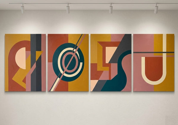 Geometric Contemporary Art, Large Modern Paintings for Living Room, Multi Panel Canvas Paintings, Original Abstract Artwork-HomePaintingDecor