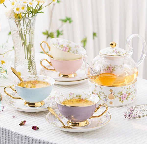 Elegant Ceramic Coffee Cups, Beautiful British Tea Cups, Unique Traditional Afternoon Tea Cup and Saucer in Gift Box, Royal Porcelain Tea Cup Set-HomePaintingDecor