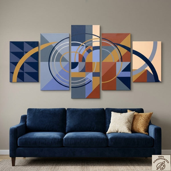 Large Modern Paintings for Bedroom, Geometric Contemporary Art, Abstract Acrylic Paintings, Hand Painted Canvas Art-HomePaintingDecor