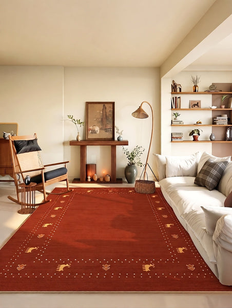 Modern Rugs for Dining Room, Red Mid Century Carpets Next to Bed, Contemporary Modern Rugs, Modern Rugs for Living Room-HomePaintingDecor