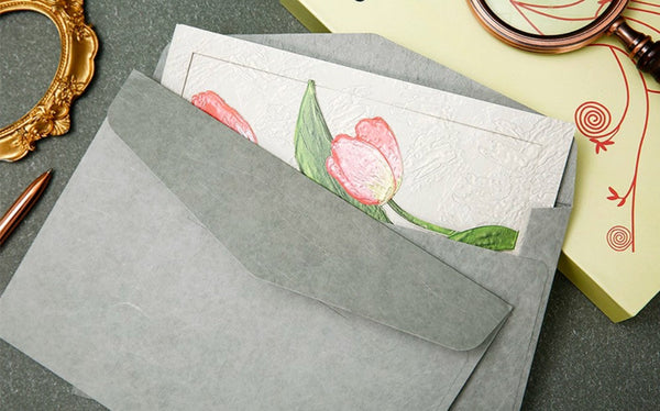 Creative Birthday Greeting Card, Tulip Flower Greeting Cards, Beautiful Greeting Cards to Friends, Original Handmade Greeting Cards-HomePaintingDecor