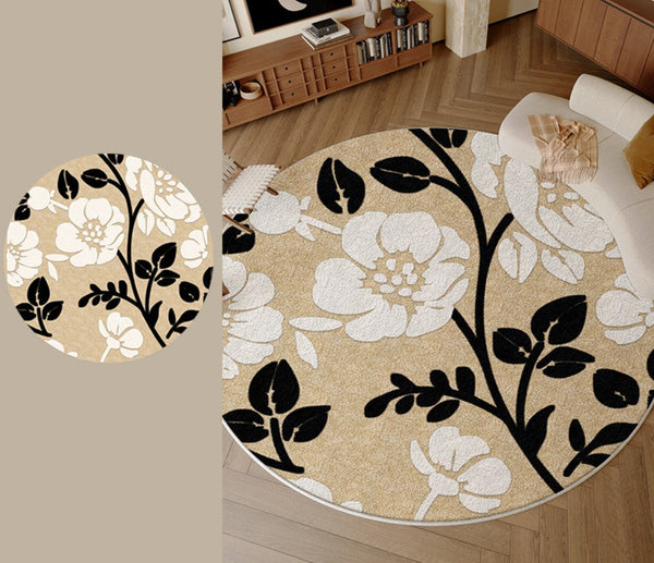 Bedroom Abstract Modern Area Rugs, Geometric Round Rugs for Dining Room, Circular Modern Rugs under Chairs, Contemporary Modern Rug for Living Room-HomePaintingDecor