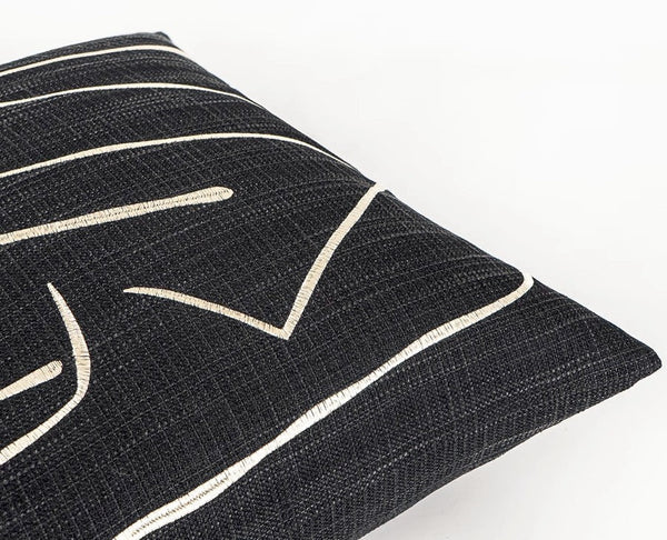 Geometric Square Modern Throw Pillows for Couch, Abstract Black Decorative Throw Pillows, Large Contemporary Throw Pillow for Interior Design