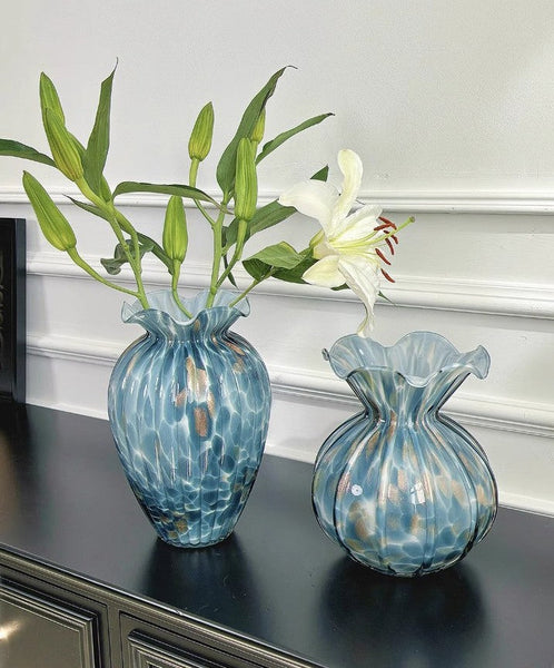 Modern Glass Bud Vases, Centerpiece Vases on Table, Handmade Liuli Vases, Color Glaze Vase, Contemporary Vases for Modern Home Decor-HomePaintingDecor