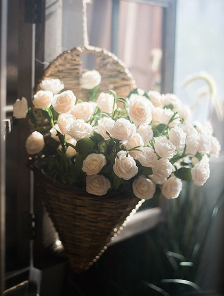 Flower Arrangement Ideas for Living Room, White Camellia Flowers, Modern Artificial Flowers for Home Decoration, Simple Artificial Floral for Bedroom-HomePaintingDecor