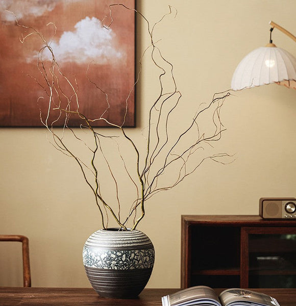 Large Pottery Flower Vases Urn, Centerpiece on Dining Table, Flower Vase on Table, Handmade Water Holding Flower Vases, Modern Bouquet Vases-HomePaintingDecor