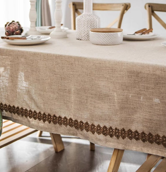 Cotton and Linen Tablecloth for Home Decoration, Large Rectangle Table Cover for Dining Room Table, Modern Table Cloth, Square Tablecloth for Round Table-HomePaintingDecor