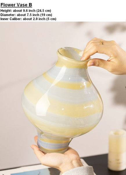 Modern Glass Bud Vases, Centerpiece Vases on Table, Handmade Liuli Vases, Color Glaze Vase, Contemporary Vases for Modern Home Decor-HomePaintingDecor