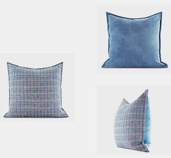 Modern Sofa Pillows, Large Abstract Blue Decorative Throw Pillows, Contemporary Square Modern Throw Pillows for Couch, Simple Throw Pillow for Interior Design-HomePaintingDecor