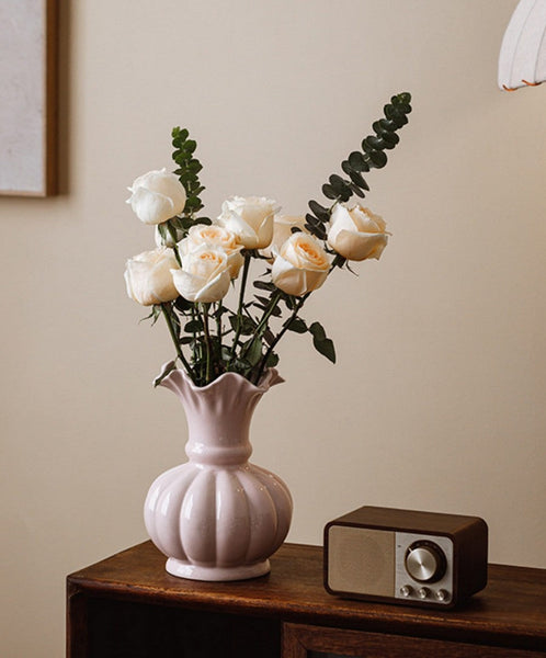 Handmade Water Holding Flower Vase, Ceramic Bud Vases, Small Flower Vases on Table, Rustic Porcelain Flower Vases-HomePaintingDecor