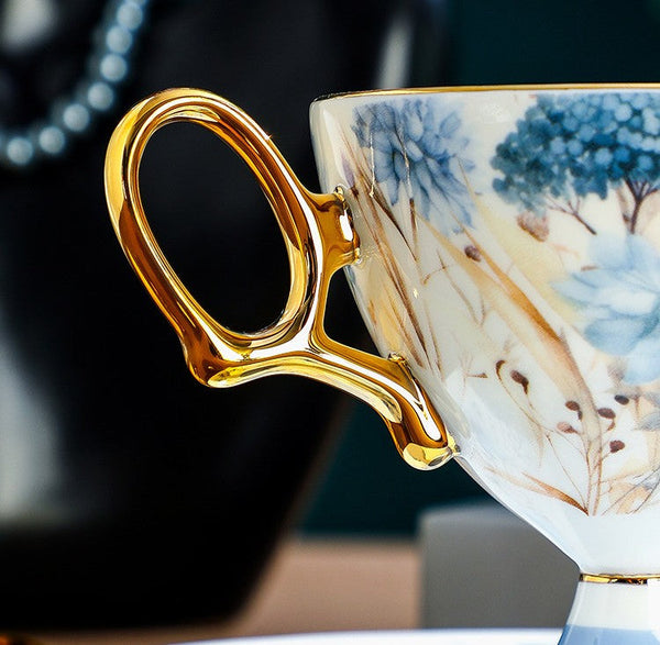 Porcelain Tea Cup Set and Saucer Set, British Tea Cup set, Ceramic Tea Cup and Saucer Set in Gift Box, Elegant Ceramic Coffee Cup with Saucer-HomePaintingDecor