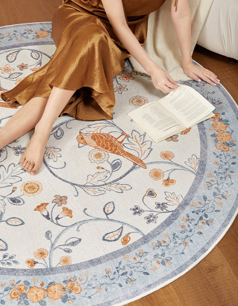 Dining Room Contemporary Round Rugs, Bedroom Modern Round Rugs, Modern Rug Ideas for Living Room, Circular Modern Rugs under Chairs-HomePaintingDecor