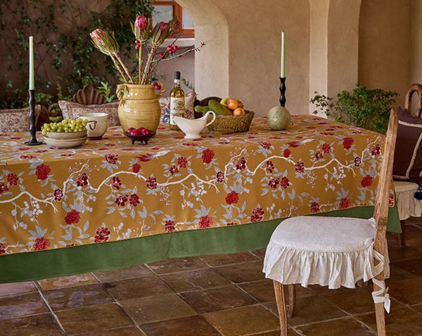 Farmhouse Table Cloth, Dining Room Flower Table Cloths, Large Square Tablecloth for Round Table, Extra Large Rectangular Table Covers for Kitchen-HomePaintingDecor