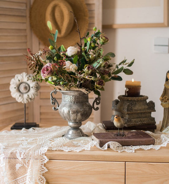 Eucalyptus leaves, Rose, Ranunculus Asiaticus Flowers, Beautiful Modern Flower Arrangement for Living Room, Ctreative Artificial Floral for Home Decoration-HomePaintingDecor