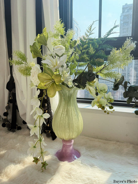 Modern Glass Vase for Flowers, Mid Century Glass Vases, Handmade Modern Vases for Living Room, Unique Decorative Glass Vase, Centerpiece Contemporary Vases on Table-HomePaintingDecor