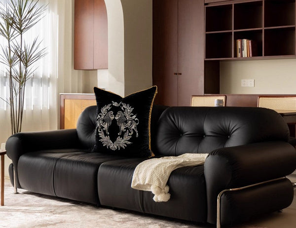 Modern Pillows for Couch, Embroidery Lion Decorative Pillow Covers, Decorative Throw Pillows for Living Room, Large Modern Sofa Pillows-HomePaintingDecor