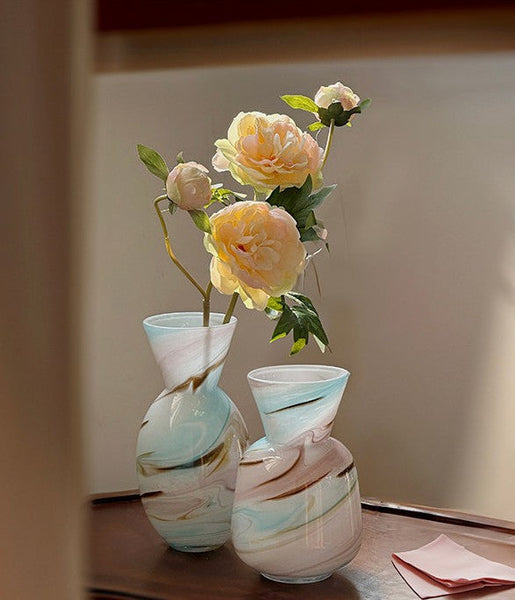 Cute Handmade Glass Vases, Vintage Small Glass Flower Vases, Flower Vases on Table, Modern Glass Vases for Flowers-HomePaintingDecor