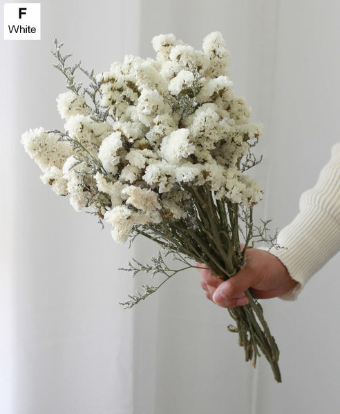 Dried Flowers, Flower Bunches, Dried Floral, A Bunch Dried Myosotis Flowers with Limoniums-HomePaintingDecor