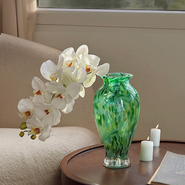 Unique Modern Vases for Flowers, Handmade Flower Vases on Table, Large Green Glass Flower Vases, Modern Glass Flower Vases-HomePaintingDecor